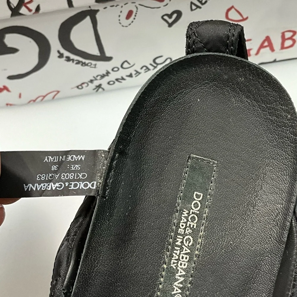 DOLCE & GABBANA Custom 2.Zero Quilted Slip On Black Nyon Sneakers 38 shoes